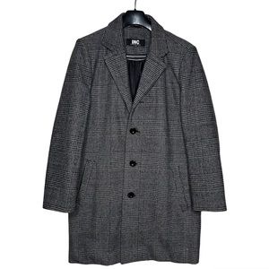 INC International Clothiers Men’s Wool blend Grey Plaid Coat Medium